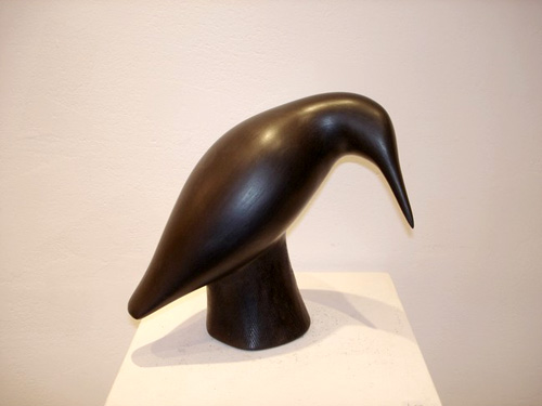 sculpture oiseau argile